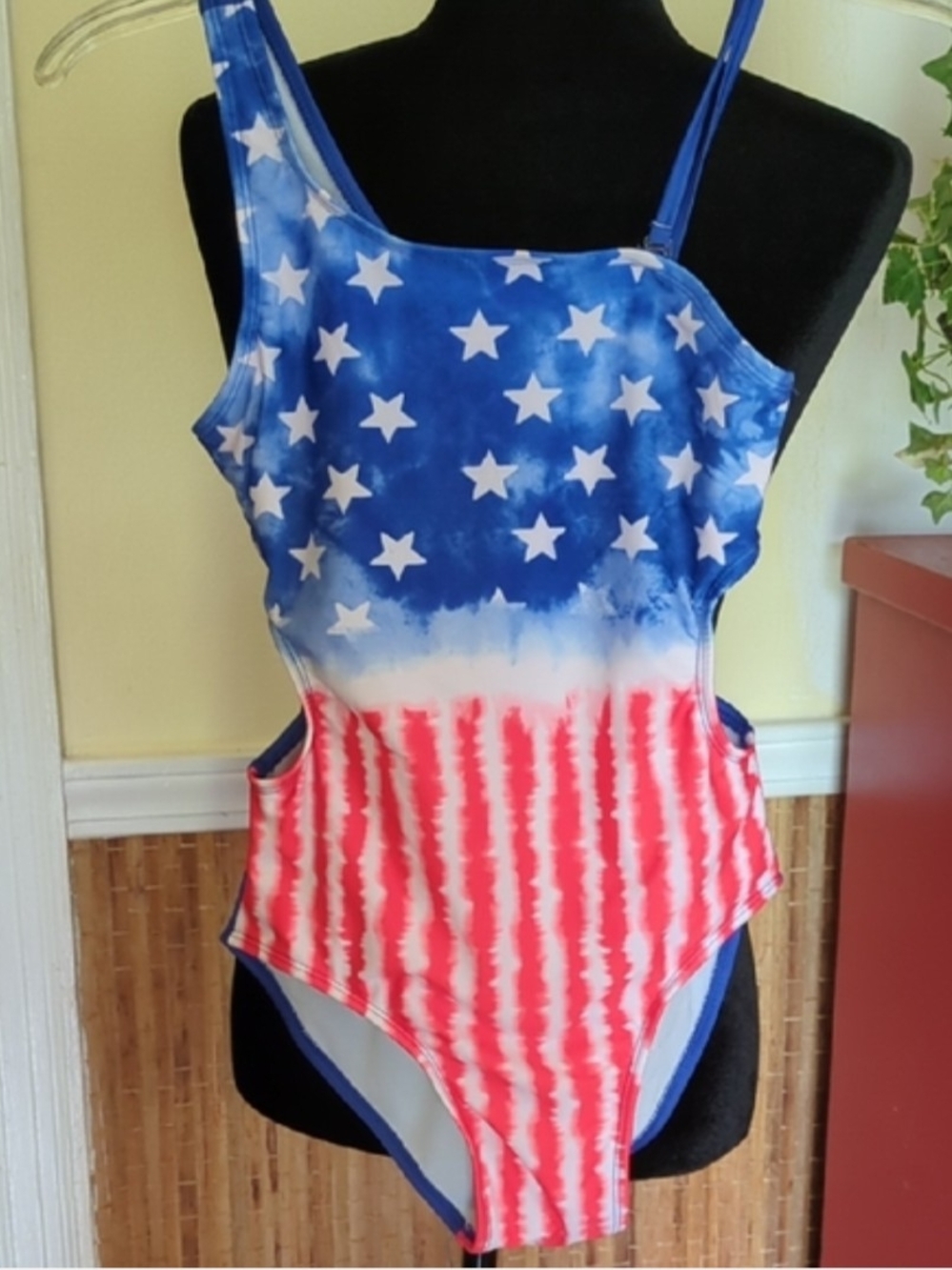Patriotic Star & Stripe One-Piece Girl Swimsuit - Blue, Red, White